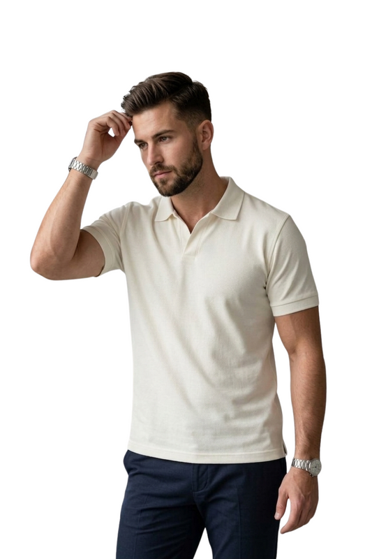 White V-Shape Polo