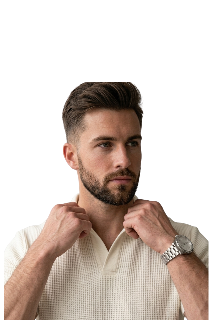 White V-Shape Polo