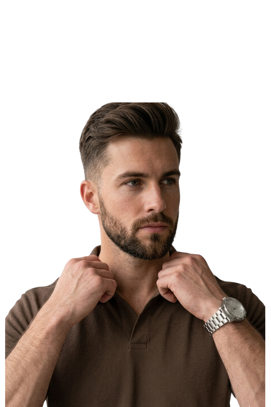 Brown V-Shape Polo