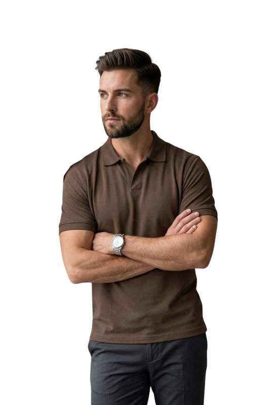 Brown V-Shape Polo
