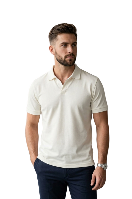 White V-Shape Polo