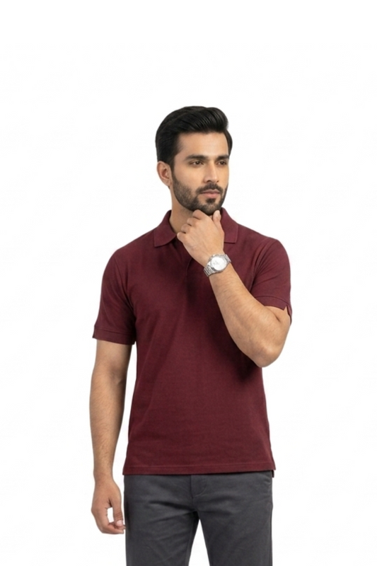 Maroon V-Shape Polo