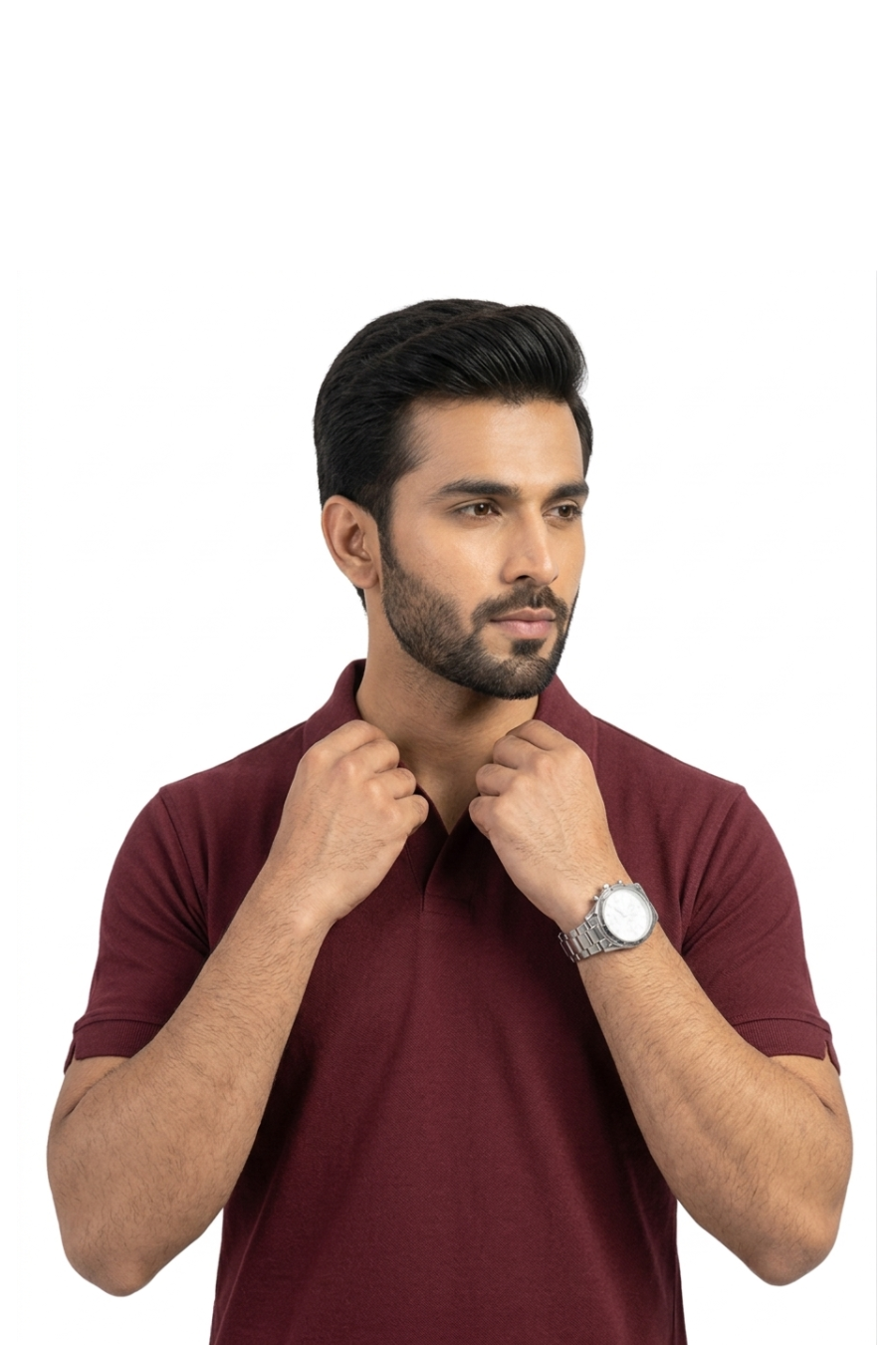 Maroon V-Shape Polo
