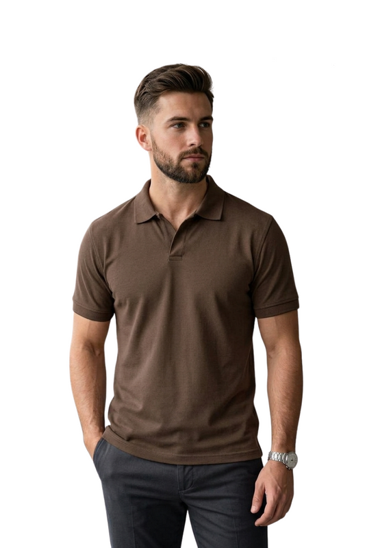 Brown V-Shape Polo