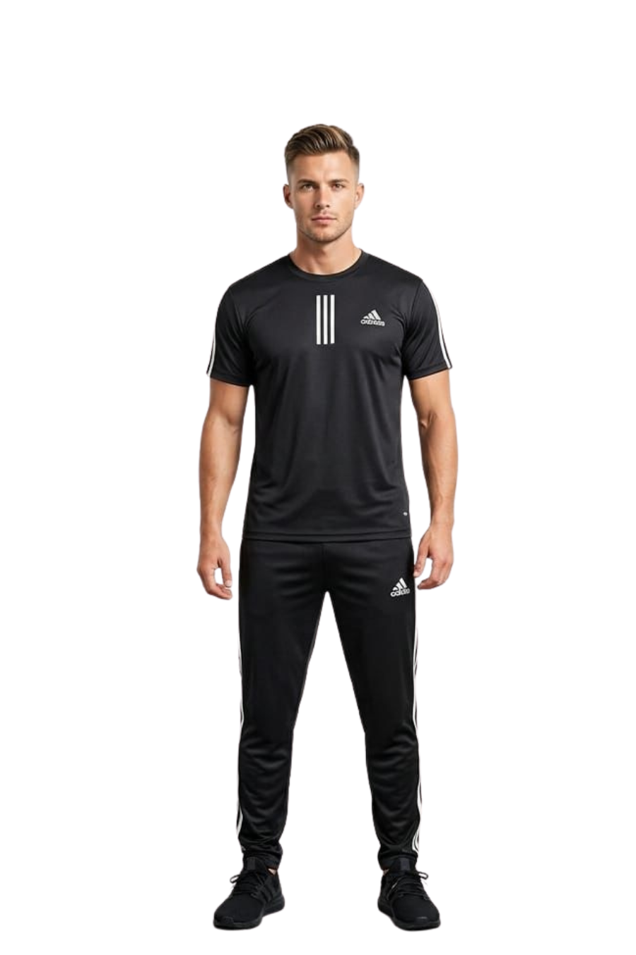 Adidas Stealth Linear Performance Tracksuit – Matte Black