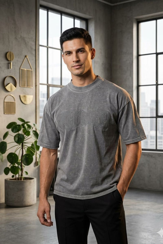 The "Metanoia" Embossed Tee (Silver Grey)