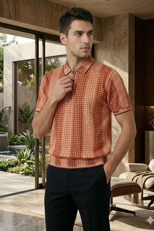 The "Velocity" Striped Zip-Polo