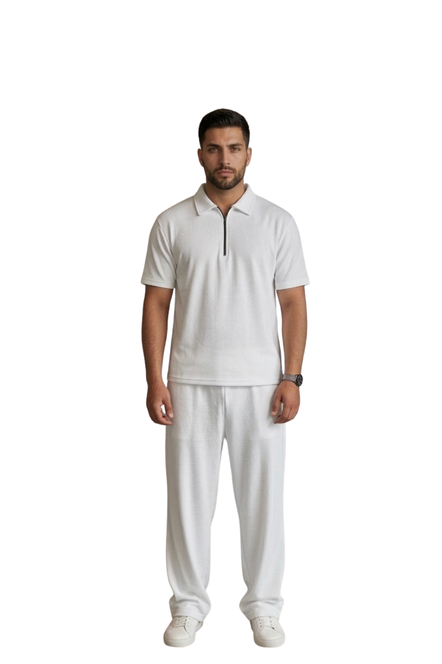 Zipper White Thermal Tracksuit