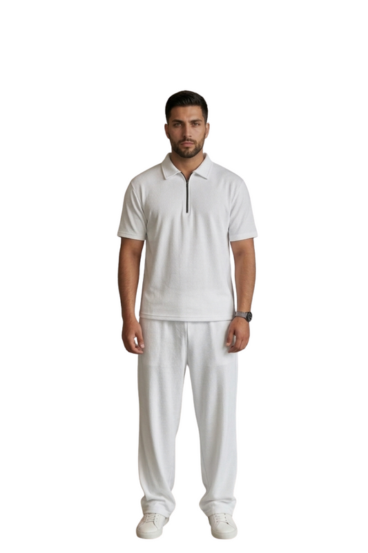 Zipper White Thermal Tracksuit